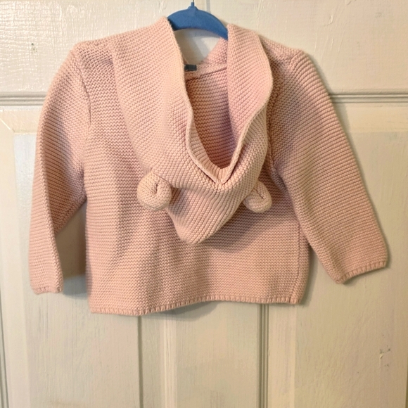 Baby Gap Baby Girl's Pink Knit Sweater with Animal Ears Hood Size 6-12M - Picture 2 of 3